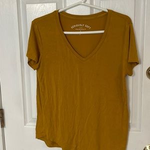 Aero seriously soft mustard perfect V tshirt
